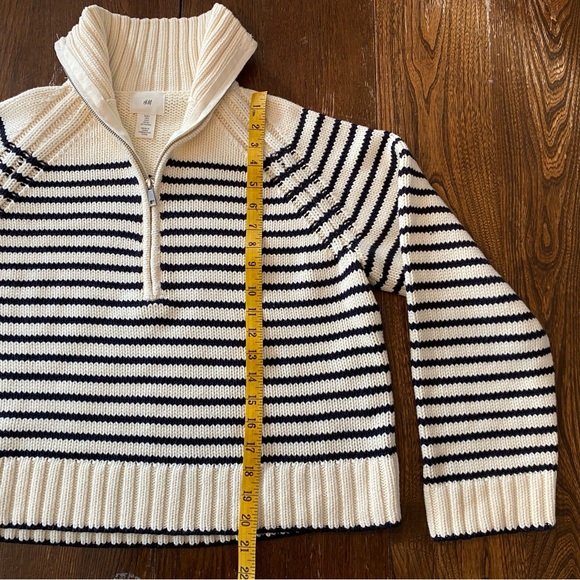 Striped Half-Zip Sweater - Black and White - Picture 5 of 6